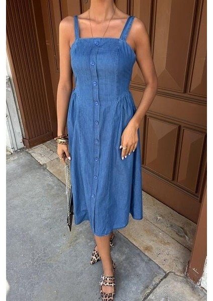 Korsaj Detaylı Midi Tensel Elbise 2884