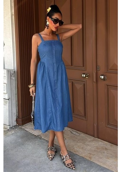 Korsaj Detaylı Midi Tensel Elbise 2884