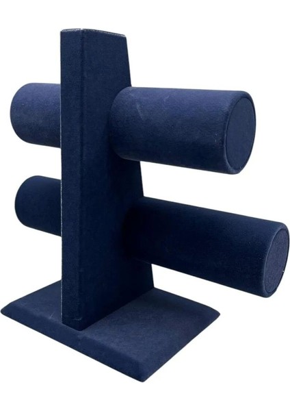 Iki Kademeli Süet Kaplama Saat ve Bileklik Sergileme Standı, Lacivert, 26/18 cm fiyatları