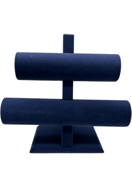 Iki Kademeli Süet Kaplama Saat ve Bileklik Sergileme Standı, Lacivert, 26/18 cm modelleri
