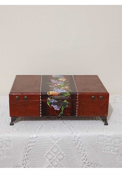 Ahşap Deri Görünümlü Dekoratif ve Hediye Kutusu 29X18,5X7,5 Cm, Kahverengi