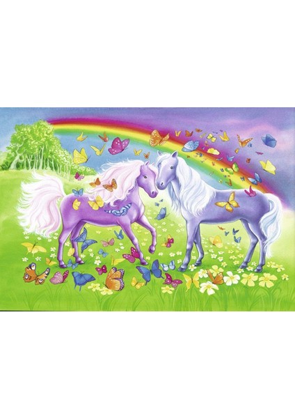 2X24 Parçalı Puzzle Gökkuşağı Atları