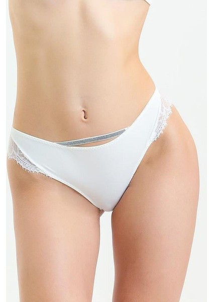 686 Kadın Arkası Dantelli Taşlı Slip Külot-Ekru fiyatları
