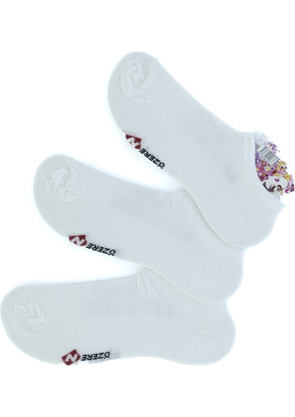 Kadın Yazlık Babet Çorap Pamuklu 3 Lü Flora Modelli Terletmez Kaymaz Koku Yapmaz