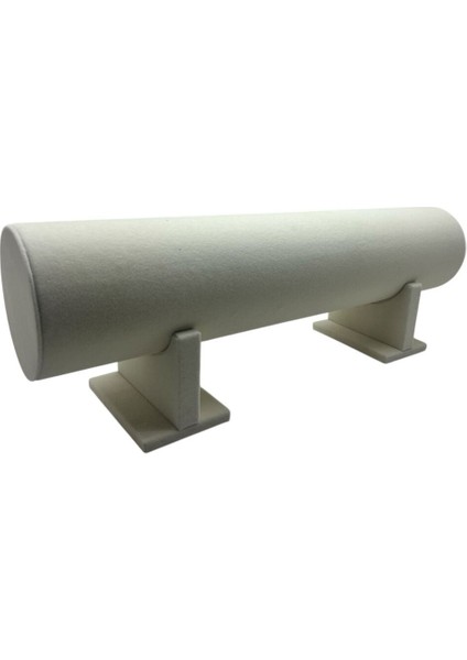 Küçük Boy Süet Kumaş Krem Renk 40 cm Ayaklı Dekoratif Stand