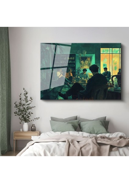 Midjourney - Gece Toplantısı Cam Tablo