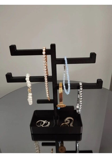 Şık Takı Düzenleyici, Stand, Küpelik, Bileklik ve Kolye Saklama Alanı Siyah fırsatları