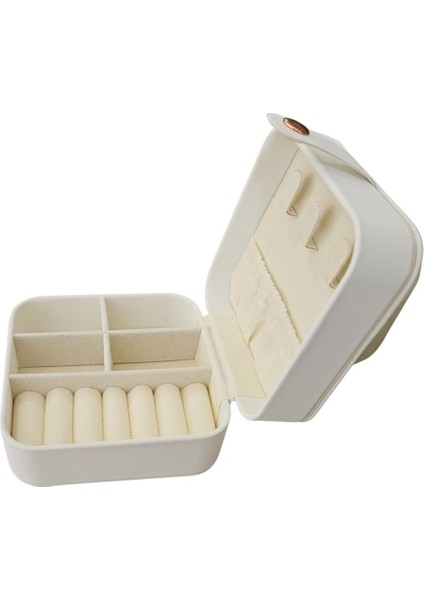 Mini Deri Takı ve Seyahat Çantası, 10x10 cm, Beyaz Renkli ve Şık Tasarım fırsatları