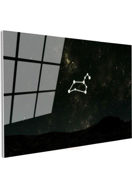 Gece Takımyıldızı - Karanlık Gökyüzünde Parlayan Yıldız Haritası Cam Tablo modelleri