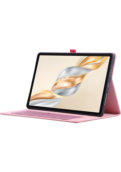 Honor Pad X9A Deri Kılıf Kart Tutucu Kumaş Doku Tablet Standı Kapağı-Pembe (Yurt Dışından) modelleri