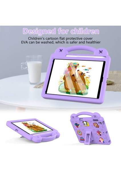 iPad Air 2/AIR(2013)/9.7 INÇ(2017)/(2018) Için Çizilmez Eva Kılıf Koruyucu Tablet Kılıfı Taşınabilir Kılıf Destekli-Mor (Yurt Dışından)