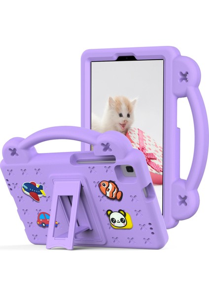 Samsung Galaxy Tab A7 Lite 8.7 Inç/tab A 8.0 (2019)SM-T290 (WI-FI)/SM-T295 (Lte)Düşmeye Karşı Koruyucu Kılıf Darbeye Dayanıklı Eva Tablet Kılıfı Taşınabilir Kılıf ve Ayaklık-Mor (Yurt Dışından)