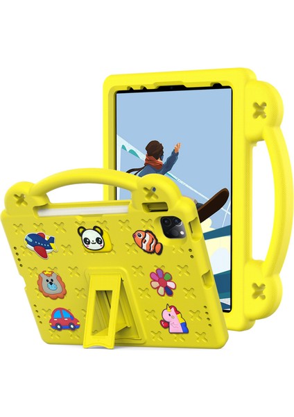 iPad Pro 11(2022)/(2021)/(2020)/(2018)/IPAD AIR(2022)/(2020) El Tutacağı Eva Kılıf Darbeye Dayanıklı Destekli Tablet Koruyucu Kılıf-Sarı (Yurt Dışından)