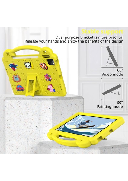 iPad Pro 11(2022)/(2021)/(2020)/(2018)/IPAD AIR(2022)/(2020) El Tutacağı Eva Kılıf Darbeye Dayanıklı Destekli Tablet Koruyucu Kılıf-Sarı (Yurt Dışından) modelleri