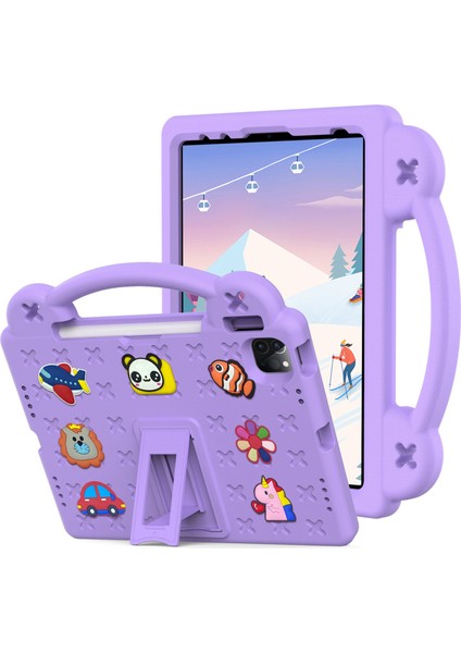 iPad Pro 11(2022)/(2021)/(2020)/(2018)/IPAD AIR(2022)/(2020) El Tutacağı Eva Kılıf Darbeye Dayanıklı Destekli Tablet Koruyucu Kılıf-Mor (Yurt Dışından)