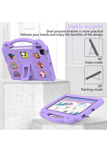 iPad Pro 11(2022)/(2021)/(2020)/(2018)/IPAD AIR(2022)/(2020) El Tutacağı Eva Kılıf Darbeye Dayanıklı Destekli Tablet Koruyucu Kılıf-Mor (Yurt Dışından) modelleri