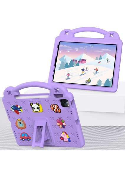 iPad Pro 11(2022)/(2021)/(2020)/(2018)/IPAD AIR(2022)/(2020) El Tutacağı Eva Kılıf Darbeye Dayanıklı Destekli Tablet Koruyucu Kılıf-Mor (Yurt Dışından) fırsatları