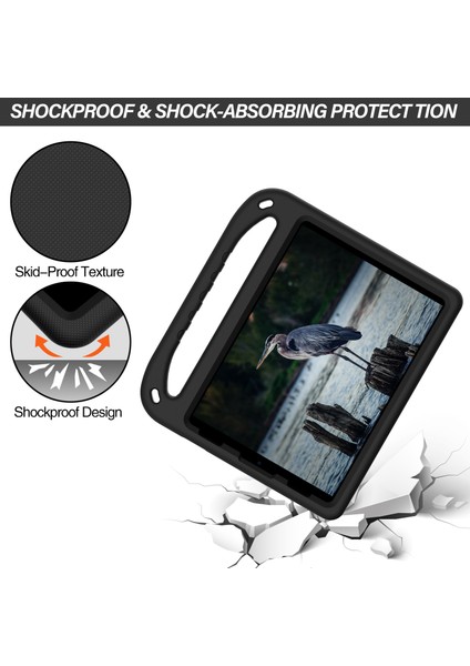 Darbeye Dayanıklı Kickstand Tasarımlı Sert Eva Tablet Kılıfı iPad Pro 11 (2022)/(2021)/(2020)/(2018)/IPAD Air (2020)/AIR (2022)-SIYAH Için Saplı (Yurt Dışından) modelleri