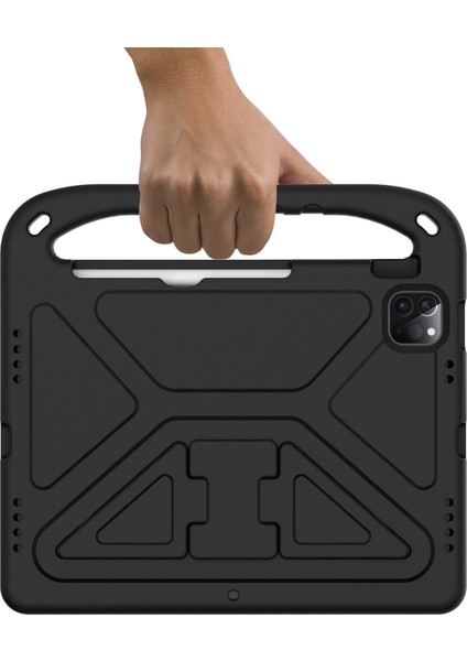 Darbeye Dayanıklı Kickstand Tasarımlı Sert Eva Tablet Kılıfı iPad Pro 11 (2022)/(2021)/(2020)/(2018)/IPAD Air (2020)/AIR (2022)-SIYAH Için Saplı (Yurt Dışından) indirimleri