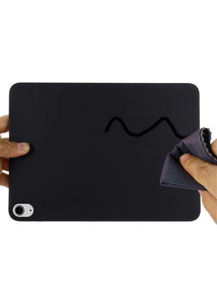 iPad Air 13(2025)/(2024) Kılıf Sıvı Silikon Çizilmeye Dayanıklı Tablet Kılıfı-Siyah (Yurt Dışından)