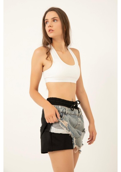 Kadın Denim Etek Şort Siyah fiyatları