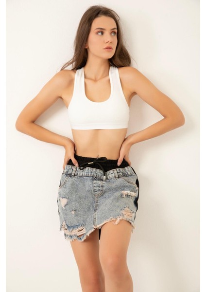 Kadın Denim Etek Şort Siyah modelleri