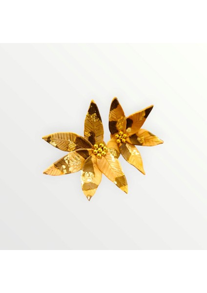 Fleur D'or– El Yapımı Özel Tasarım Altın Yaprak Küpe