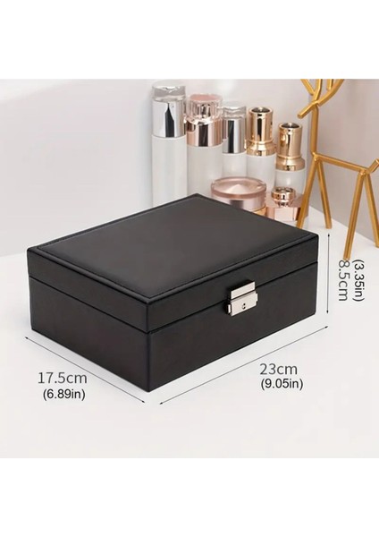 Iki Katlı Siyah Suni Deri Takı Düzenleyici, Şık ve Kullanışlı Organizatör fiyatları