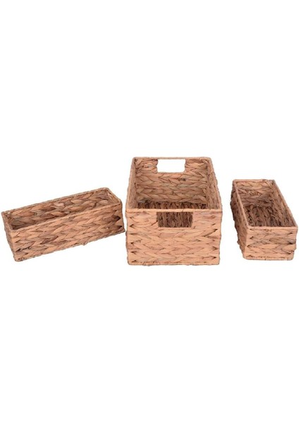Şık Hasır Saklama Sepetleri 3'lü Set, Dekoratif ve Pratik Depolama Çözümü