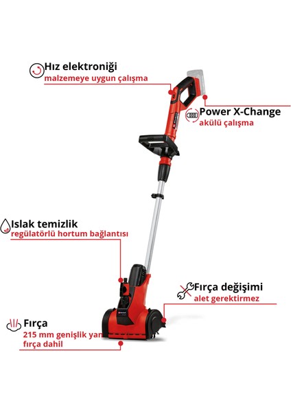 Akülü Yüzey Temizleyici PICOBELLA 18/215 Power X-Change (18 V, çok fonksiyonlu, entegre bahçe hortumu bağlantısı, orta sertlikte fırça dahildir, akü dahil değildir) - 3424200