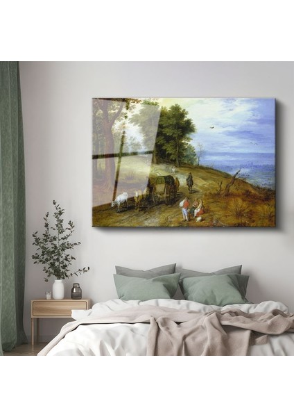 Jan Brueghel - Kırsal Yolda Yolculuk Cam Tablo