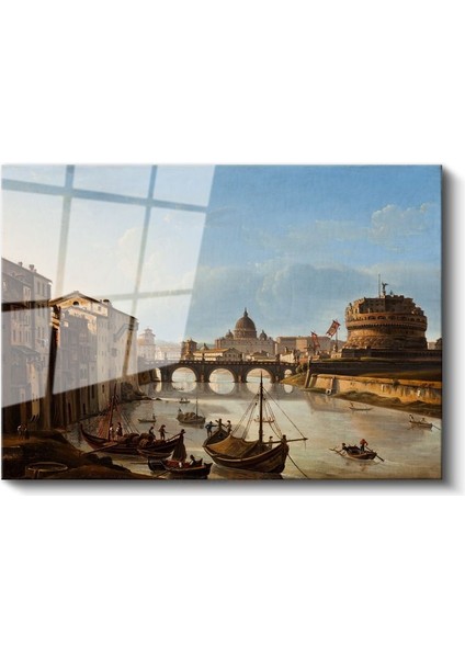 Giovanni Antonio Canal (Canaletto) - Roma Tiber Nehri Manzarası Cam Tablo fiyatları