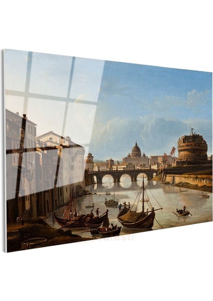 Giovanni Antonio Canal (Canaletto) - Roma Tiber Nehri Manzarası Cam Tablo modelleri
