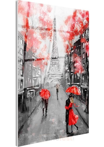 Paris Sokakları - Kırmızı Detaylar Cam Tablo modelleri
