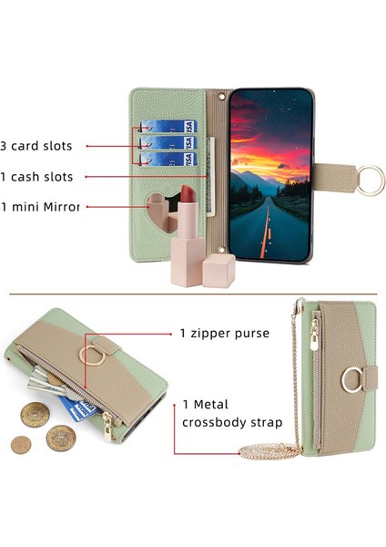 Hiçbir Şey Için Telefon(2)Kılıf Fermuarlı Cep Cüzdan Çapraz Askılı Deri Telefon Kılıfı-Yeşil (Yurt Dışından) indirimleri