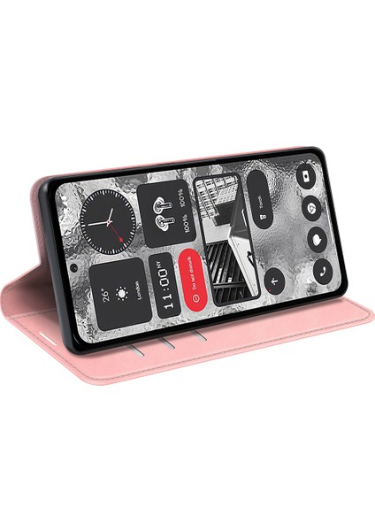Hiçbir Şey Telefon Için Pu Deri Telefon Kılıfı (2), Cüzdan Standı Düşmeye Karşı Cilt Dokunma Hissi Veren Kılıf-Pembe (Yurt Dışından) fırsatları