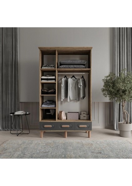 PERA 3 KAPAKLI ANTRASİT GARDIROP TAMAMI MDF modelleri