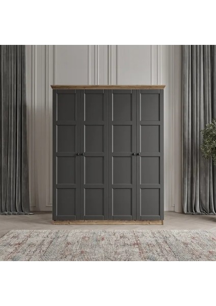 Toprak 6 Kapaklı Bazalı Gardırop Tamamı Mdf