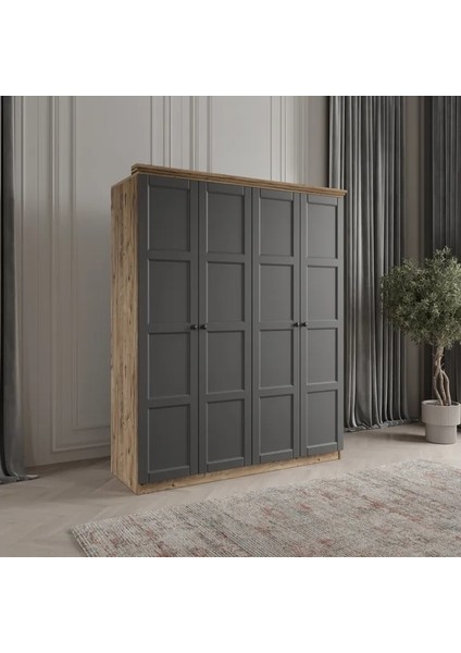 Toprak 6 Kapaklı Bazalı Gardırop Tamamı Mdf