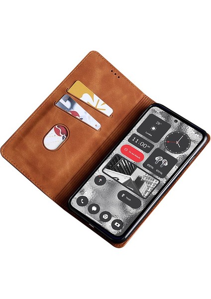 Hiçbir Şey Için Telefon(2)Kılıf Skin-Touch Flip Stand Kart Yuvaları Pu Deri Akıllı Telefon Kılıfı-Açık Kahverengi (Yurt Dışından) fırsatları