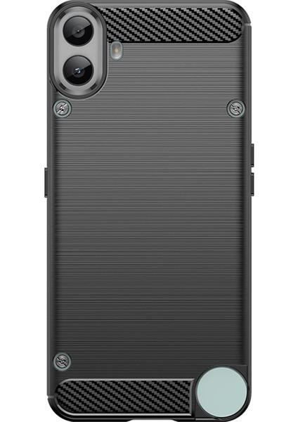 For Nothing Cmf Telefon 1 Kılıfı Karbon Fiber Doku Tpu Fırçalanmış Telefon Kılıfı-Siyah (Yurt Dışından)