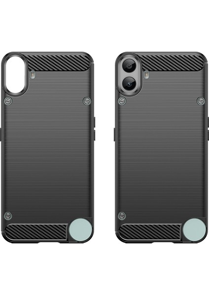 For Nothing Cmf Telefon 1 Kılıfı Karbon Fiber Doku Tpu Fırçalanmış Telefon Kılıfı-Siyah (Yurt Dışından)