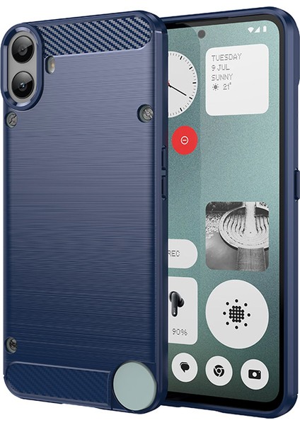 For Nothing Cmf Telefon 1 Kılıfı Karbon Fiber Doku Tpu Fırçalanmış Telefon Kılıfı-Mavi (Yurt Dışından)