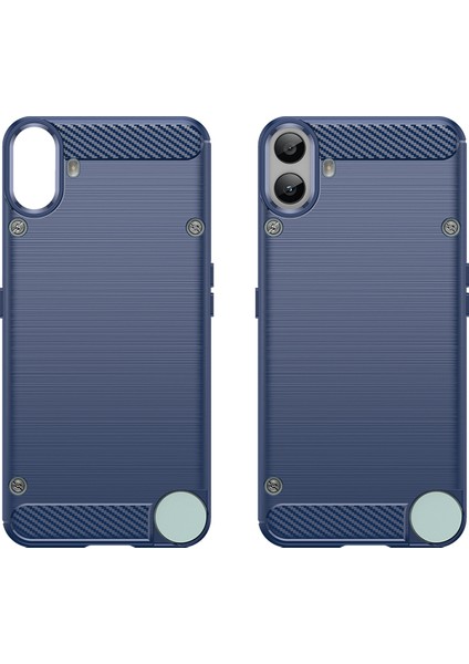 For Nothing Cmf Telefon 1 Kılıfı Karbon Fiber Doku Tpu Fırçalanmış Telefon Kılıfı-Mavi (Yurt Dışından)