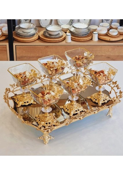 6 Adet Gold Döküm Ayaklı Kase Magnolia Dondurmalık Cup Çerezlik Sunumluk fiyatları