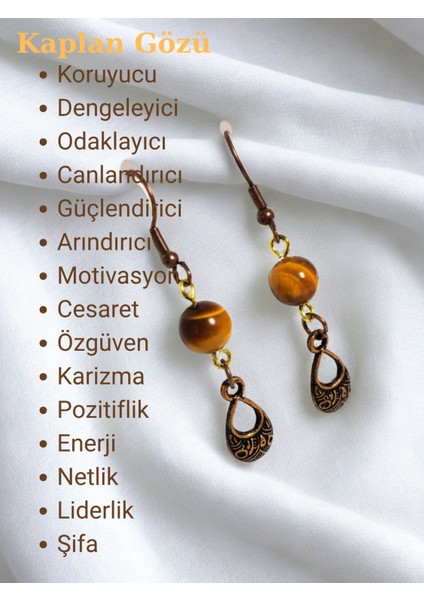 Ayrestyle Kaplan Gözü Doğal Taş Detaylı Kadın Sallantılı Küpe- 4,5 cm – Bohem Tarz, Doğal Enerji ve Şıklık Bir Arada!