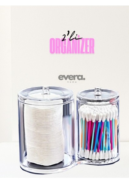 Şeffaf Yuvarlak Kapaklı Ikili Makyaj ve Banyo Düzenleyici 503