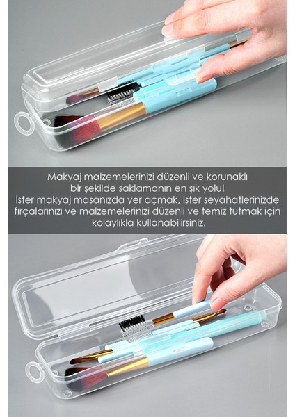 Şeffaf 6'lı Taşınabilir Çok Amaçlı Makyaj ve Fırça Düzenleyici, Beyaz Renk fırsatları