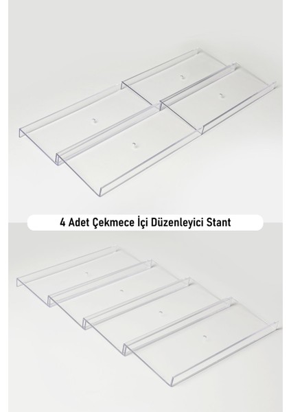 Şeffaf Makyaj ve Takı Organizer Standı, 4'lü Set, 30,5X13 cm fiyatları