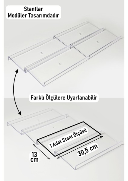 Şeffaf Makyaj ve Takı Organizer Standı, 4'lü Set, 30,5X13 cm modelleri